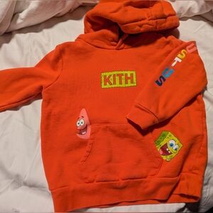 Kith Kids Vibrant Orange Hoodie with Fun Characters Sz 6